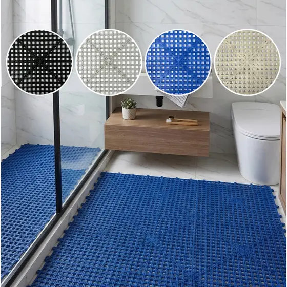 Piso Modular 6 uni. 30x30cm Box Banheiro Antiderrapante Vestiário Casa Academia Acqua Kap Kapazi
