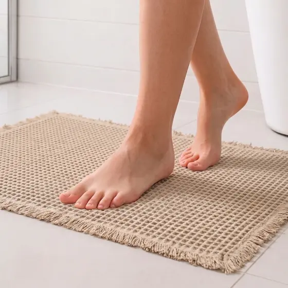 Tapete Banheiro Waffle Saída de Box Absorvente Macio Confortável Antiderrapante Kapazi 50x80cm