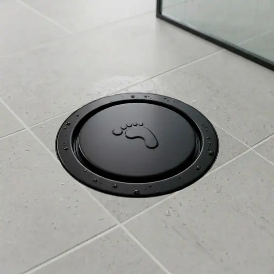 Ralo Click Inteligente em Plastico ABS 10x10 Preto Piso Banheiro Redondo