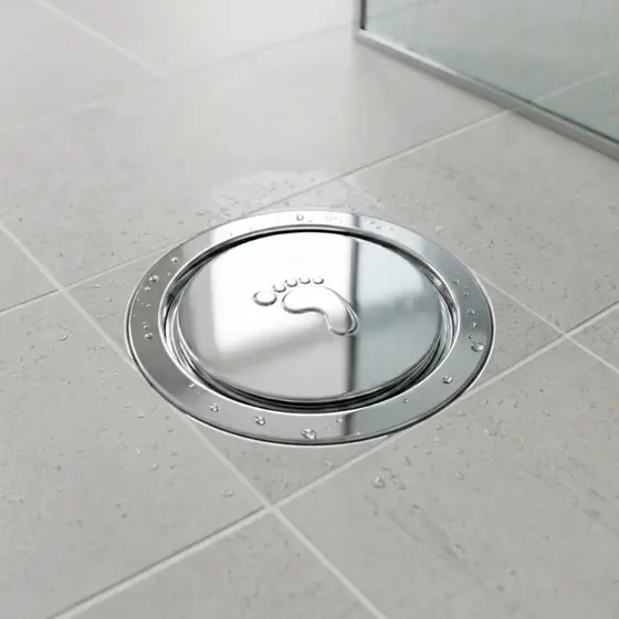 Ralo Click Inteligente em Plastico ABS 10x10 Cromado Piso Banheiro Redondo