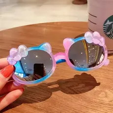 Princesa de Óculos de Sol Infantil Feminino Estilo Gatinho Hello Kitty Com Proteção Solar UV400