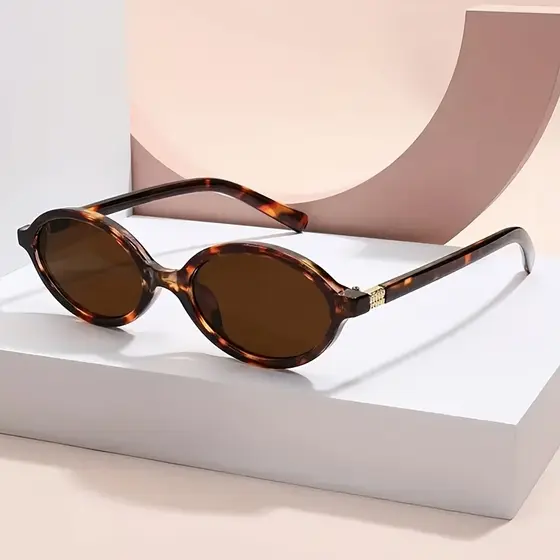 Óculos de sol feminino oval retrô, padrão tartaruga, estilo moderno