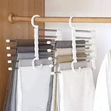Cabide Multifuncional Calca de Inox 5 Divisorias Branco