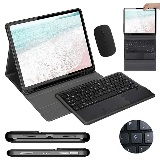Capa Para Samsung Tab A9+/A9 Plus/A11+ 11" Com Teclado Touchpad Abnt2 E Mouse Sem Fio e Porta Caneta+Ç