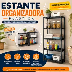 Estante Organizadora Multiuso 3/4/5 Prateleiras Modular Plástico Casa Quarto Cozinha Lavanderia