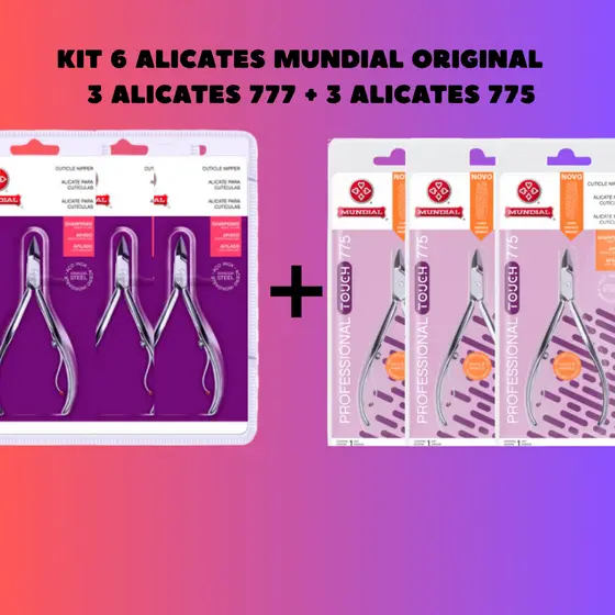 KIT 6 ALICATES DE CUTÍCULA- 3 ALICATES 777 + 3 ALICATES 775