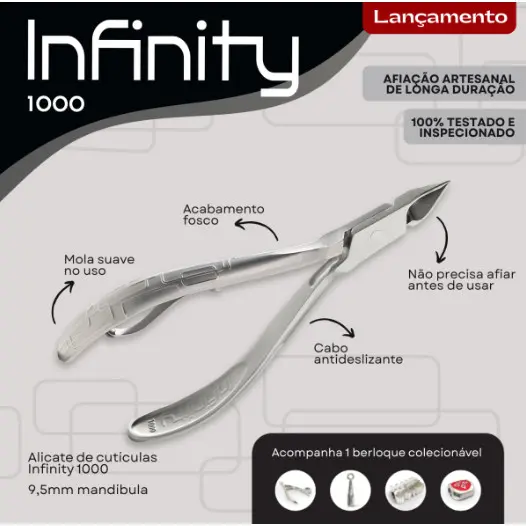 ALICATE CUTICULA 9.5MM 1000 INFINITY INOX MUNDIAL