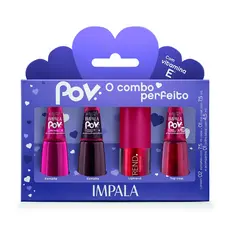 KIT IMPALA COLEÇÃO POV ANTONELA BRAGA - 2 ESMALTES + 1 TOP COAT + 1 GLOSS