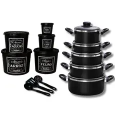JOGO DE PANELAS com POTE DE MANTIMENTOS e tupperware para Cozinha