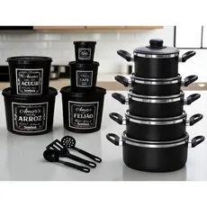 JOGO DE PANELAS com POTE DE MANTIMENTOS e tupperware para Cozinha