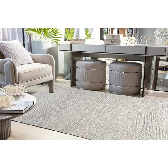 Tapete Sala 150x200Cm Antibes Quarto Relevo Efeito 3D Textura Geométrico Moderno 2 x 1.5 Metros Alto Padrão Turquia