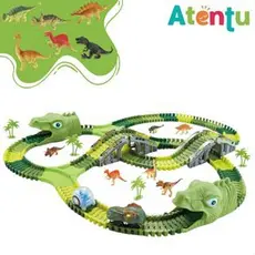Pista de Carrinhos Dinossauro Looping Radical Luz e Acessórios 217 Peças