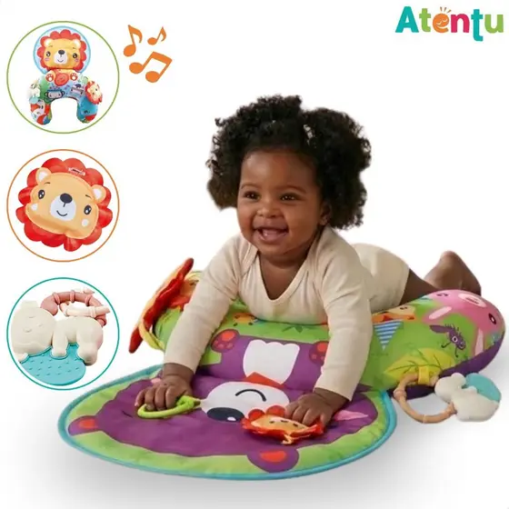Almofada Interativa Com Acessórios Conforto Bebê Chocalho Infantil Brinquedo com Som