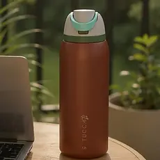 Garrafa Térmica 900ml Tucca Caju com Canudo Alça Móvel Mantém Gelado Academia Praia Piscina