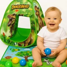 KIT Barraca Dino Bolsa + 100 bolinhas Opcional, Dobrável Portátil para Brincar e Diversão P
