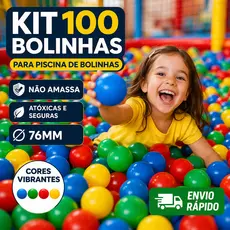 Bolinhas Piscina Infantil 76mm Premium Kit 50 a 100 Unid – Não Amassam – Coloridas – Entrega Rápida