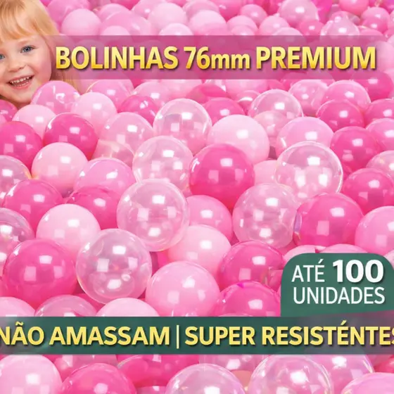 KIT 100 BOLINHAS PARA PISCINA INFANTIL – 76mm PREMIUM