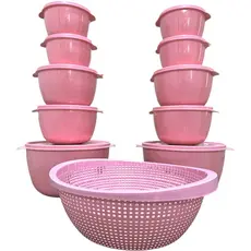 Conjunto Potes Bowl 10 peças Plásticos Redondo + 1 Lava Tudo, Escorredor, Vasilha, Marmita, Freezer