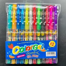 Caneta 12 Gel Diversas Cores Coloridas Para Desenhos Infantis pintura Com glite