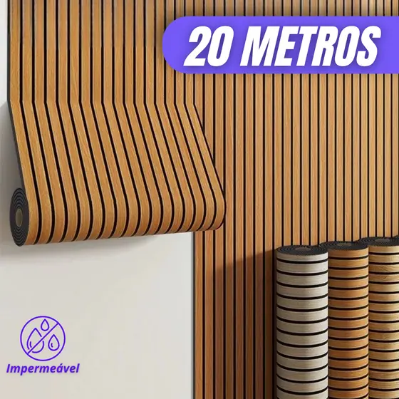 Papel De Parede 5m 10m 15m 20 Metros Ripado Madeira Autoadesivo Antimofo Quarto, sala, Cozinha