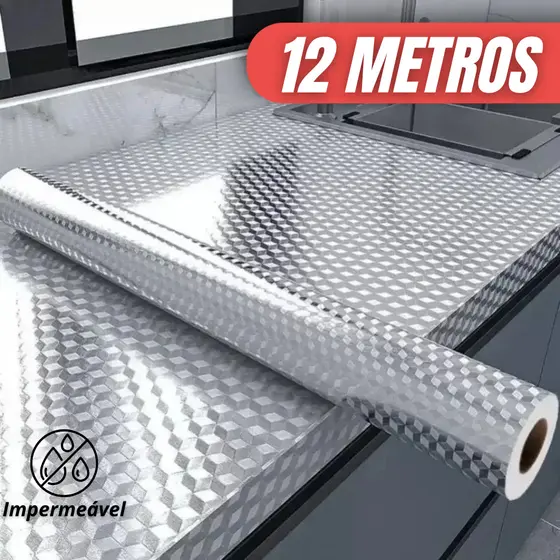 Papel Laminado 3/6/9/12 Metros Adesivo Ultra Resistente Cozinha Parede Moveis Sala