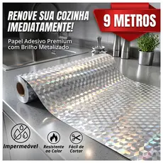 Papel Aluminio 3m 5m 6m 9m 10Metros Metalizado Adesivo Casa Cozinha Moveis Parede Resistente Bancada
