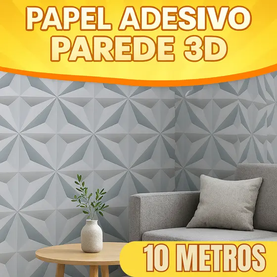 Papel de Parede Autoadesivo 5/10m Efeito Gesso 3D Resistente Antimofo Lavável Sala Quarto Cozinha
