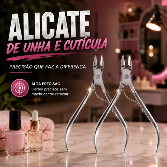 1 ou 2 Alicates de Unha Cuticula de Precisão Cortador de Unha Profissional Aço Inox