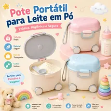 Porta Leite em Pó Bebê Passeio Viagem Com Dosador e Nivelador