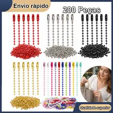 Kit 200 Correntes de Bolinhas  2,4mm x 10cm Para Chaveiro DIY Dog Tag Cartão e Pingente Acessórios Para Tags