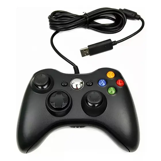 Controle com Fio USB compatível Xbox 360 e PC – Console Preto