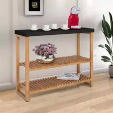 Aparador Buffet Mesa Multiuso 2 Prateleiras Madeira Organizador Cozinha Café Compacto Resistente
