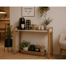 Aparador Decorativo Moderno para Sala Hall de Entrada Escritório 91cm com Pés Madeira Mesa Lateral