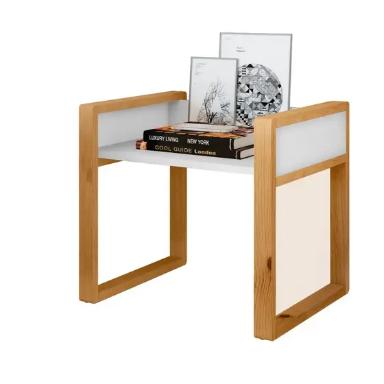 Mesa De Cabeceira Criado Mudo Madeira Pinus Com Nicho Organizador Quarto Casal Solteiro Multiuso