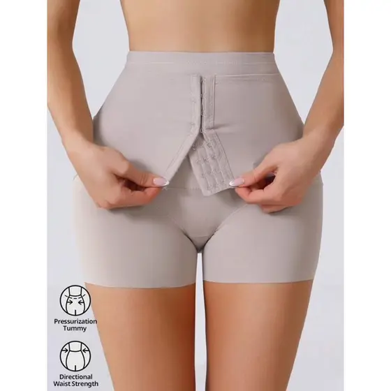 Short Cinta Modeladora Segunda Pele Fecho Em Colchete Empina Bumbum