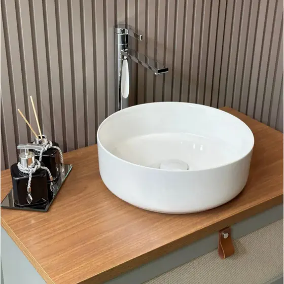 Cuba 36x36 de Porcelana Louça Moscow Branca com Válvula Click de Porcelana Para Seu Banheiro Lavabo