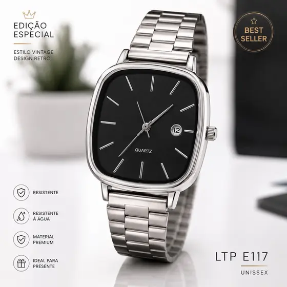 Relógio Vintage Edição Especial Retro LTP E117 Moda Mulher Unissex pra Presente