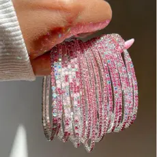 Kit 6 Pulseiras ice strass Pulseira Feminina Elástico Colorida Tendência Moda