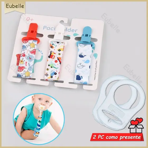 Kit 3 prendedor clipe chupeta de bebê com 2 Pcs adaptador de chupeta porta anti queda cordão