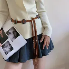 Cinto De Faixa Vintage Boho Borla Cintura Ocidental Atado Vestido Para Decoração Feminina