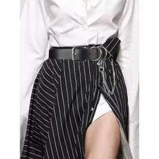 Cinto Feminino de Couro com Corrente e Argolas Metálicas – Estilo Moderno e Fashion para Todas as Ocasiões