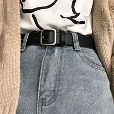 Cinto Feminino Moderno – Estilo Casual Versátil Para Jeans E Vestidos Com Fivela prata