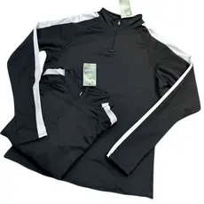 Jaqueta Masculina Esportiva Elastano Flanelado Dri-Fit Preto com Listras Brancas - Slim Fit Academia e Treino