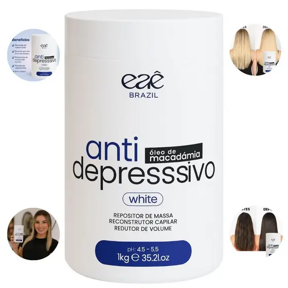 Eaê Brazil - Máscara Redutora Reposição de Massa Anti Depressivo Capilar Botttoxx dos Fios White 1kg