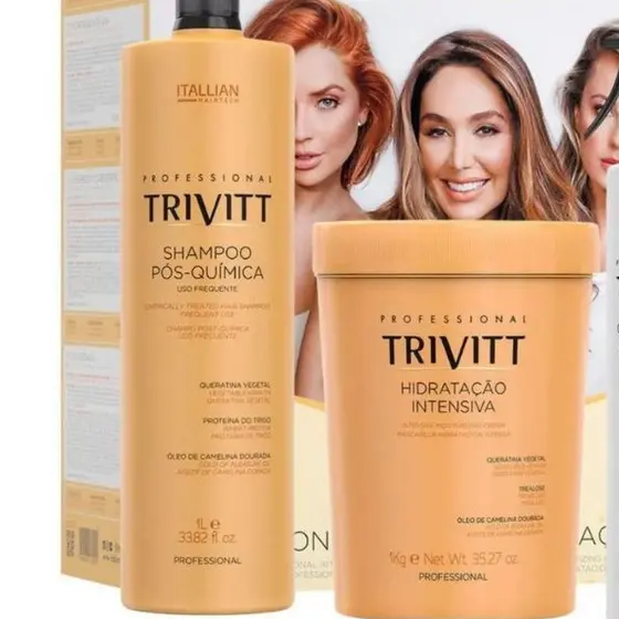 Kit Trivitt Shampoo Pós Química 1L + Hidratação Intensiva 1Kg - Itallian