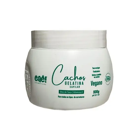 Gelatina Capilar Cachos de Respeito 500g Super Definição Modeladora Ativadora de Cachos Vegano Eaê!