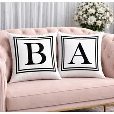 KIT 2 Capas Para Almofadas Decorativas de Luxo, Estilo Moderno SUA INICIAL AQUI PRETO Amor Sublimadas 45x45