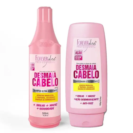 Kit Desmaia Cabelo Shampoo 500ml e Condi. 300g Forever Liss