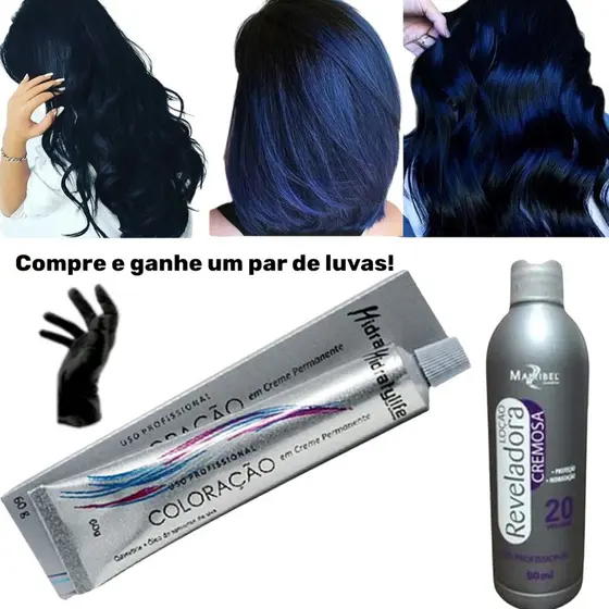 Kit 01 Tinta Preto Azulado N°1.0 e 01 OX 20 VL 90ml Mairibel
