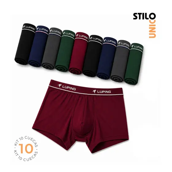Kit 10 Cueca Box Boxer Masculina Confortável Microfibra Premium Forro Algodão Cores Variadas